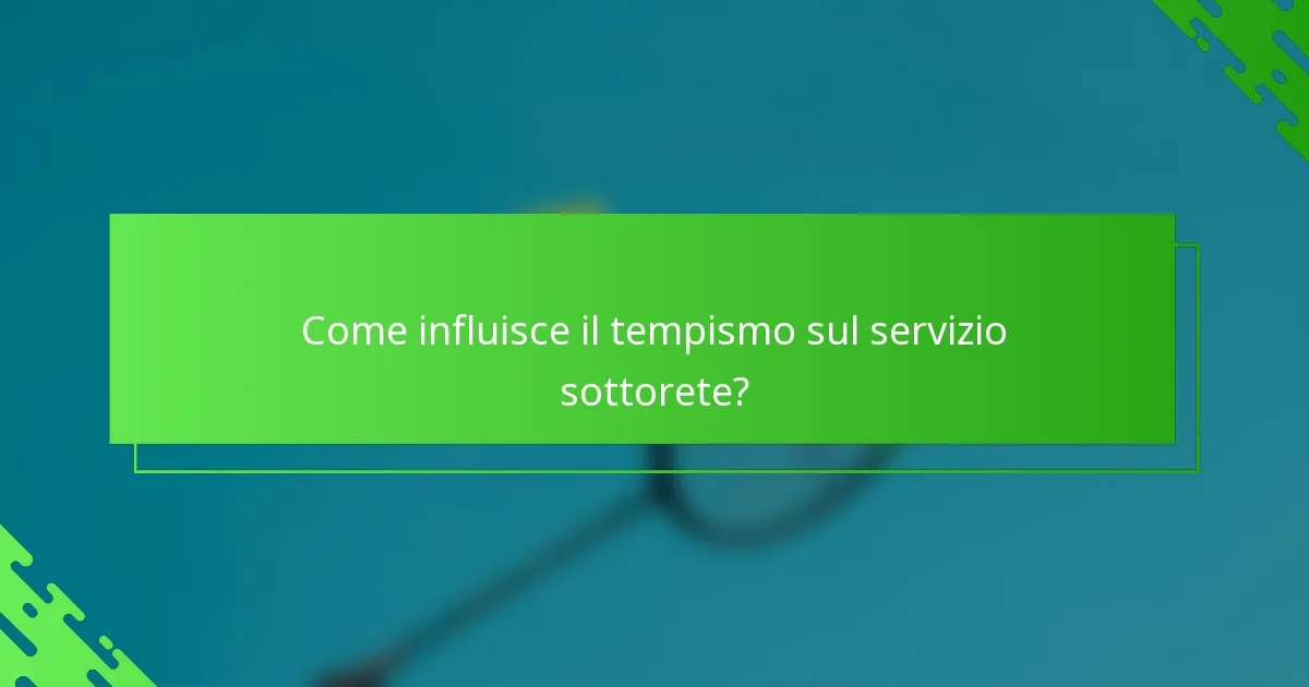 Come influisce il tempismo sul servizio sottorete?