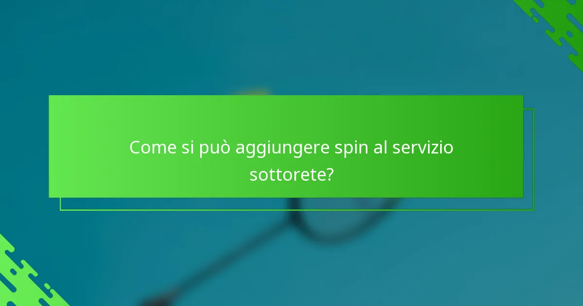 Come si può aggiungere spin al servizio sottorete?